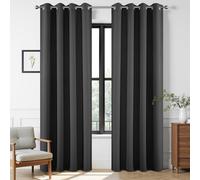 Joydeco Blackout Curtains 90 Inch Length 2 Panels Set, Thermal Insulated Long Curtains& Drapes 2 Burg, Room Darkening Grommet Curtains for Living Room Bedroom Window (W90 x L90 Inch, Dark Grey)