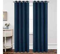 Joydeco Blackout Curtains 90 inch Long 2 Panels Set, Thermal Insulated Long Curtains & Drapes 2 Burg, Room Darkening Grommet Drapes for Bedroom Living Room Windows (W52 x L90 Inch, Navy Blue)