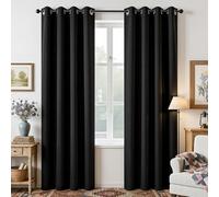 Joydeco Blackout Curtains 95 Inch Length 2 Panels Set, Thermal Insulated Long Curtains& Drapes 2 Burg, Room Darkening Grommet Curtains for Living Room Bedroom Window (W52 x L95 Inch, Black)