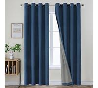 Joydeco Blackout Curtains 95 Inches Long 2 Panels Burg, Room Darkening Curtains for Bedroom, 100% Black Out Textured Thermal Drapes Privacy Protection 2 Panels Set(W52 x L95 Inch, Navy Blue)
