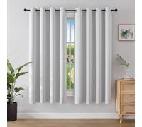 Joydeco Blackout Curtains for Bedroom 42 x 63 Inch, Eyelet Thermal Insulated Energy-saving Drapes for Room Darkening Light Filtering, Short Window Treatments 63 Inch Drop, 2 Panels - Greyish White