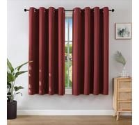 Joydeco Blackout Curtains for Bedroom 46 x 54 Inch, Eyelet Thermal Insulated Energy-saving Drapes for Room Darkening Light Filtering, Short Window Treatments 54 Inch Drop, 2 Panels - Burgundy Red