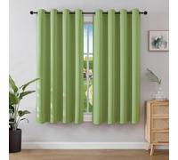 Joydeco Blackout Curtains for Bedroom 46 x 54 Inch, Eyelet Thermal Insulated Energy-saving Drapes for Room Darkening Light Filtering, Short Window Treatments 54 Inch Drop, 2 Panels - Green