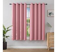 Joydeco Blackout Curtains for Bedroom 46 x 54 Inch, Eyelet Thermal Insulated Energy-saving Drapes for Room Darkening Light Filtering, Short Window Treatments 54 Inch Drop, 2 Panels - Pink