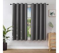 Joydeco Blackout Curtains for Bedroom 46 x 54 Inch, Eyelet Thermal Insulated Energy-saving Drapes for Room Darkening Light Filtering, Short Window Treatments 54 Inch Drop, 2 Panels - Dark Grey