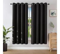 Joydeco Blackout Curtains for Bedroom 46 x 72 Inch, Eyelet Thermal Insulated Energy-saving Drapes for Room Darkening Light Filtering, Long Window Treatments 72 Inch Drop, 2 Panels - Black
