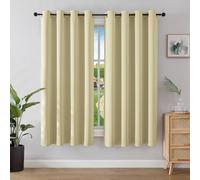 Joydeco Blackout Curtains for Bedroom 46 x 72 Inch, Eyelet Thermal Insulated Energy-saving Drapes for Room Darkening Light Filtering, Long Window Treatments 72 Inch Drop, 2 Panels - Beige
