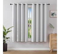 Joydeco Blackout Curtains for Bedroom 52 x 54 Inch, Eyelet Thermal Insulated Energy-saving Drapes for Room Darkening Light Filtering, Short Window Treatments 54 Inch Drop, 2 Panels - Greyish White