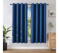 Joydeco Blackout Curtains for Bedroom 52 x 63 Inch, Eyelet Thermal Insulated Energy-saving Drapes for Room Darkening Light Filtering, Short Window Treatments 63 Inch Drop, 2 Panels - Dark Grey