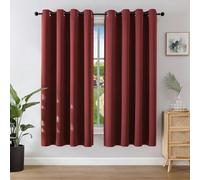 Joydeco Blackout Curtains for Bedroom 52 x 63 Inch, Eyelet Thermal Insulated Energy-saving Drapes for Room Darkening Light Filtering, Short Window Treatments 63 Inch Drop, 2 Panels - Burgundy Red