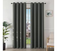 Joydeco Blackout Curtains for Bedroom 52 x 84 Inch, Eyelet Thermal Insulated Energy-saving Drapes for Room Darkening Light Filtering, Long Window Treatments 84 Inch Drop, 2 Panels - Dark Grey