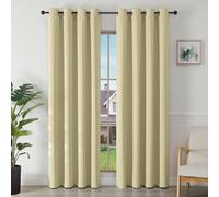 Joydeco Blackout Curtains for Bedroom 52 x 84 Inch, Eyelet Thermal Insulated Energy-saving Drapes for Room Darkening Light Filtering, Long Window Treatments 84 Inch Drop, 2 Panels - Beige