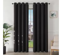 Joydeco Blackout Curtains for Bedroom 52 x 84 Inch, Eyelet Thermal Insulated Energy-saving Drapes for Room Darkening Light Filtering, Long Window Treatments 84 Inch Drop, 2 Panels - Black