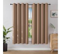 Joydeco Blackout Curtains for Bedroom 55 x 68 Inch, Eyelet Thermal Insulated Energy-saving Drapes for Room Darkening Light Filtering, Long Window Treatments 68 Inch Drop, 2 Panels - Beige