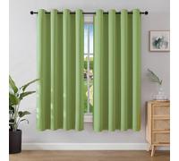 Joydeco Blackout Curtains for Bedroom 55 x 68 Inch, Eyelet Thermal Insulated Energy-saving Drapes for Room Darkening Light Filtering, Long Window Treatments 68 Inch Drop, 2 Panels - Green