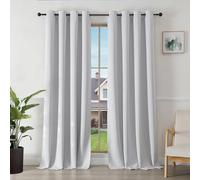 Joydeco Blackout Curtains for Bedroom 55 x 94 Inch, Eyelet Thermal Insulated Energy-saving Drapes for Room Darkening Light Filtering, Long Window Treatments 94 Inch Drop, 2 Panels - Greyish White