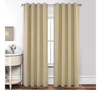 Joydeco Blackout Curtains for Bedroom 55 x 96 Inch, Eyelet Thermal Insulated Energy-saving Drapes for Room Darkening Light Filtering, Long Window Treatments 96 Inch Drop, 2 Panels - Beige