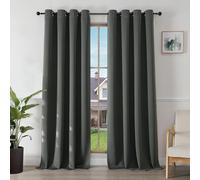 Joydeco Blackout Curtains for Bedroom 55 x 96 Inch, Eyelet Thermal Insulated Energy-saving Drapes for Room Darkening Light Filtering, Long Window Treatments 96 Inch Drop, 2 Panels - Dark Grey