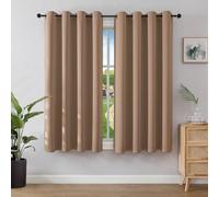 Joydeco Blackout Curtains for Bedroom 66 x 54 Inch, Eyelet Thermal Insulated Energy-saving Drapes for Room Darkening Light Filtering, Short Window Treatments 54 Inch Drop, 2 Panels - Mocha