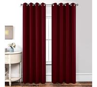 Joydeco Blackout Curtains for Bedroom 66 x 90 Inch, Eyelet Thermal Insulated Energy-saving Drapes for Room Darkening Light Filtering, Long Window Treatments 90 Inch Drop, 2 Panels - Burgundy Red