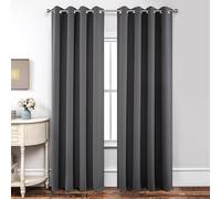 Joydeco Blackout Curtains for Bedroom 66 x 90 Inch, Eyelet Thermal Insulated Energy-saving Drapes for Room Darkening Light Filtering, Long Window Treatments 90 Inch Drop, 2 Panels - Dark Grey