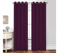 Joydeco Blackout Curtains for Bedroom 66 x 90 Inch, Eyelet Thermal Insulated Energy-saving Drapes for Room Darkening Light Filtering, Long Window Treatments 90 Inch Drop, 2 Panels - Dark Purple