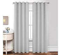 Joydeco Blackout Curtains for Bedroom 66 x 90 Inch, Eyelet Thermal Insulated Energy-saving Drapes for Room Darkening Light Filtering, Long Window Treatments 54 Inch Drop, 2 Panels - Greyish White