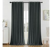 Joydeco Blackout Curtains for Bedroom 96 inches Long，Back Tab/Rod Pocket 100% Blackout Living Room Drapes, Textured Thermal Insulated Blackout Curtains 2 Panels Set,52" W x 96" L,Grey