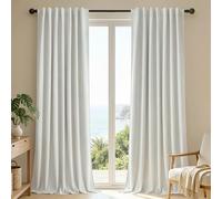 Joydeco Blackout Curtains for Bedroom, 96 inches Long, Back Tab/Rod Pocket, 100% Blackout, White, 52" W x 96" L, 2 Panels Set