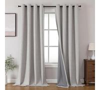 Joydeco Blackout Curtains Panels for Bedroom, Thermal Insulated Room Darkening 2 Faux Linen Drapery Panels for Living Room, Grommet Top (52x95 inch, Off White)