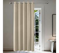 Joydeco Blackout Door Curtain 52x84 Inch Drop 1 Panel, 75% Light Blocking Privacy Protection Single Eyelet Full Length Curtain for Window Dressing Room Wardrobe Open Closet - Light Beige