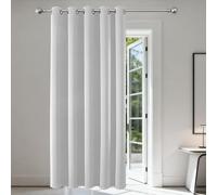 Joydeco Blackout Door Curtain 52x84 Inch Drop 1 Panel, 75% Light Blocking Privacy Protection Single Eyelet Full Length Curtain for Window Dressing Room Wardrobe Open Closet - Grey White