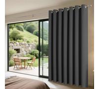 Joydeco Blackout Door Curtain W78 x L96 Inch 1 Panel, 85% Light Blcoking 200CM Wide Sliding Door Curtain with Eyelet for Room Divider Privacy Protection, Dark Grey