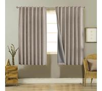 Joydeco Blackout Thermal Lined Curtains 46x54 Inch Drop 2 Panels with Back Tabs & Rod Pocket, 100% Light Blocking Linen Texture Fabric Curtain Drapes for Living Room Bedroom