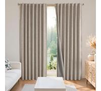 Joydeco Blackout Thermal Lined Curtains 52x84 Inch Drop 2 Panels with Back Tabs & Rod Pocket, 100% Light Blocking Linen Texture Fabric Curtain Drapes for Living Room Bedroom