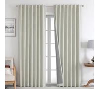 Joydeco Blackout Thermal Lined Curtains 66x90 Inch Drop 2 Panels with Back Tabs & Rod Pocket, 100% Light Blocking Linen Texture Fabric Curtain Drapes for Living Room Bedroom