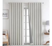 Joydeco Blackout Thermal Lined Curtains 66x90 Inch Drop 2 Panels with Back Tabs & Rod Pocket, 100% Light Blocking Linen Texture Fabric Curtain Drapes for Living Room Bedroom