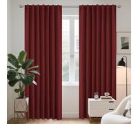 Joydeco Burgundy Red Thermal Blackout Curtain, 140 x 260 cm, Thermal Insulated Curtains, Anti-Foid and Heat, Anti-Noise, Anti-UV, Hidden Tabs for Living Room, Bedroom, Balcony - 2 Pieces
