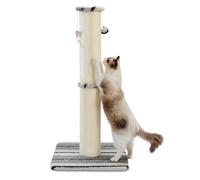 Joydeco Cat Scratching Post 34 Inches Heavy Duty and Thick Scratching Post Sisal Rope with Hanging Ball and Mice for Indoor Cats(Grey)