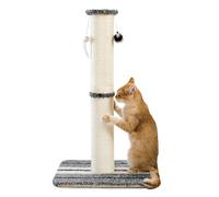 Joydeco Cat Scratching Post 38 Inches Heavy Duty and Thick Scratching Post Sisal Rope with Hanging Ball and Mice for Indoor Cats(Grey)