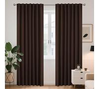 Joydeco Chocolate Brown Blackout Curtain, 140 x 245 cm, Thermal Insulated Curtains, Anti-Foid and Heat, Anti-Noise, Anti-UV, Hidden Tabs and Rod for Living Room, Bedroom, Balcony - 2 Pieces