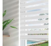 Joydeco Cordless Mini Zebra Blinds for Windows,35" W White Sheer Privacy Light Filtering Dual Layer Roller Shades for Bedroom Sliding Glass Door