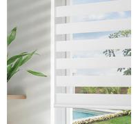 Joydeco Cordless Zebra Blinds for Windows, Dual Layer Free-Stop Zebra Shades Privacy Light Control for Day and Night, Light Filtering Sheer Blinds for Indoor Windows, Home (34.5" W X 75" H, White)