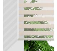 Joydeco Cordless Zebra Blinds for Windows, Dual Layer Light Control Window Blinds with Light-Proof Aluminum Cover, Free-Stop Roller Shades for Home & Office (Beige,31" W x 75" H)