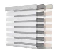 Joydeco Cordless Zebra Blinds (Pro), Dual Layer Light Control Zebra Blinds for Windows, Light-Proof Aluminum Cover, Free-Stop Roller Shades for Home & Office (White, 23" W x 75" H)