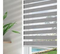 Joydeco Cordless Zebra Roller Shades for Windows,Grey Sheer Mini Zebra Blinds 33" W Dual Layer Light Filtering for Sliding Glass Door Window