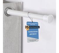 Joydeco Curtain Rail No Drilling 160-210 cm, Matt White Multifunctional Telescopic Rod Clampable - Curtain Rod Shower Curtain Rail, Tension Rod Extendable - for Your Curtains, Divider and Balcony