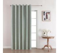 Joydeco Custom Size 100% Blackout Lined Curtain 1 Panel, Faux Linen Textured Thermal Insulated Eyelet Curtain for Light Blocking Noise Reducing, Sage Green