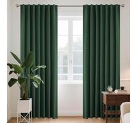 Joydeco Dark Green Blackout Curtains 55x102 Inch Drop 2 Panels, Back Tab and Rod Pocket 85% Light Blocking Thermal Insulated Curtain Panels for Room Darkening and Noise Reducing