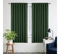 Joydeco Dark Green Blackout Curtains 55x69 Inch Drop 2 Panels, Back Tab and Rod Pocket 85% Light Blocking Thermal Insulated Curtain Panels for Room Darkening and Noise Reducing